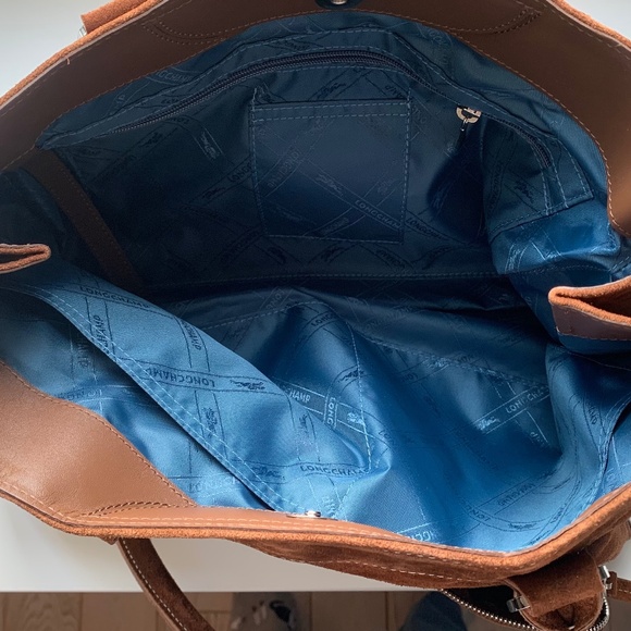 Longchamp Brown Suede Tote Bag - Picture 3 of 6